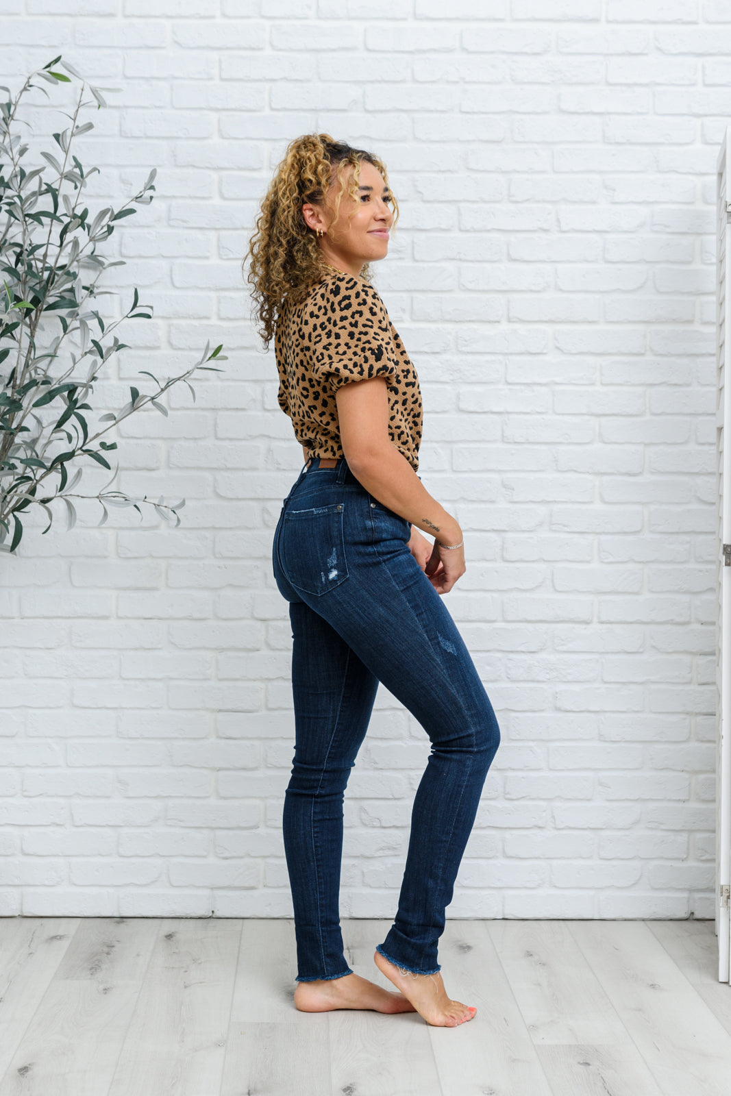 Maeve Mid-Rise Dark Wash Cuffed Skinny Jeans