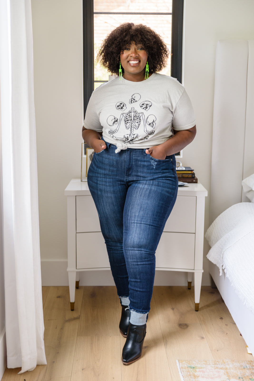 Maeve Mid-Rise Dark Wash Cuffed Skinny Jeans
