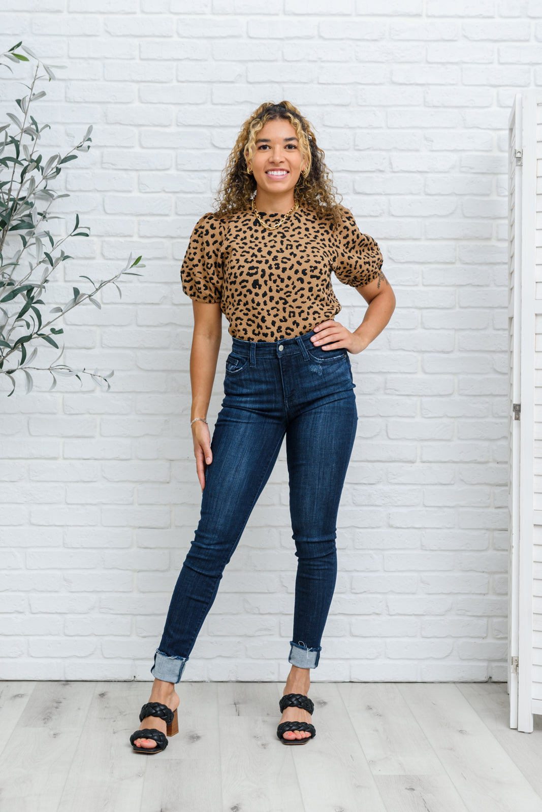 Maeve Mid-Rise Dark Wash Cuffed Skinny Jeans