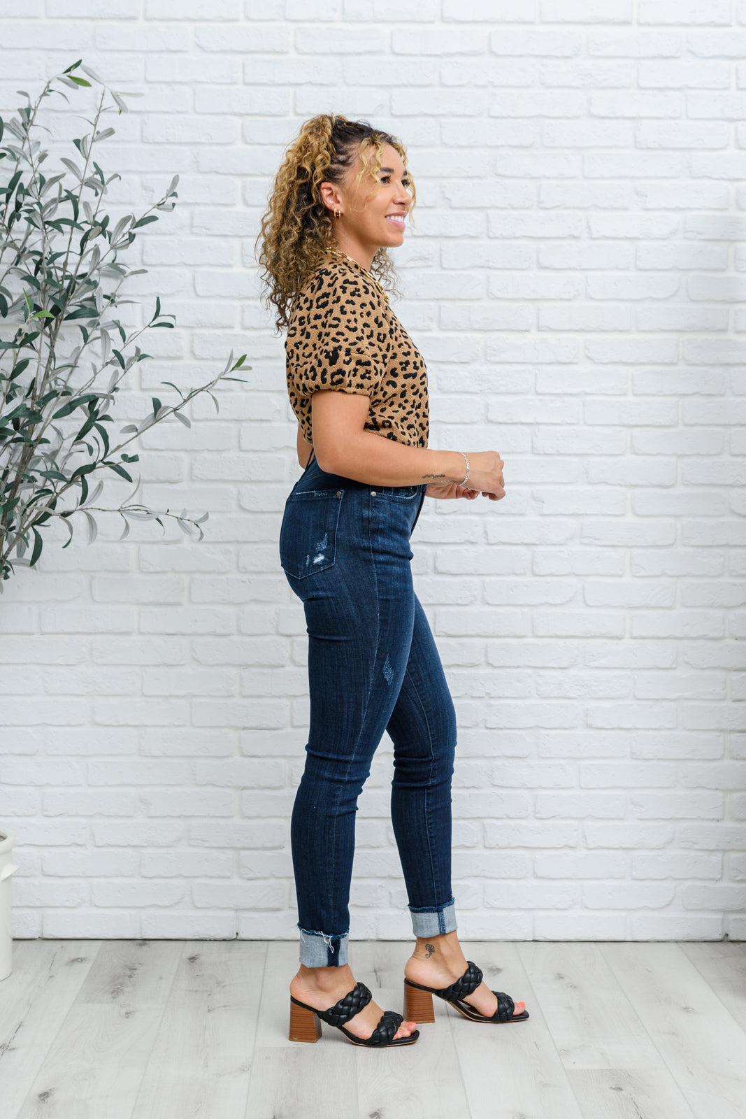 Maeve Mid-Rise Dark Wash Cuffed Skinny Jeans