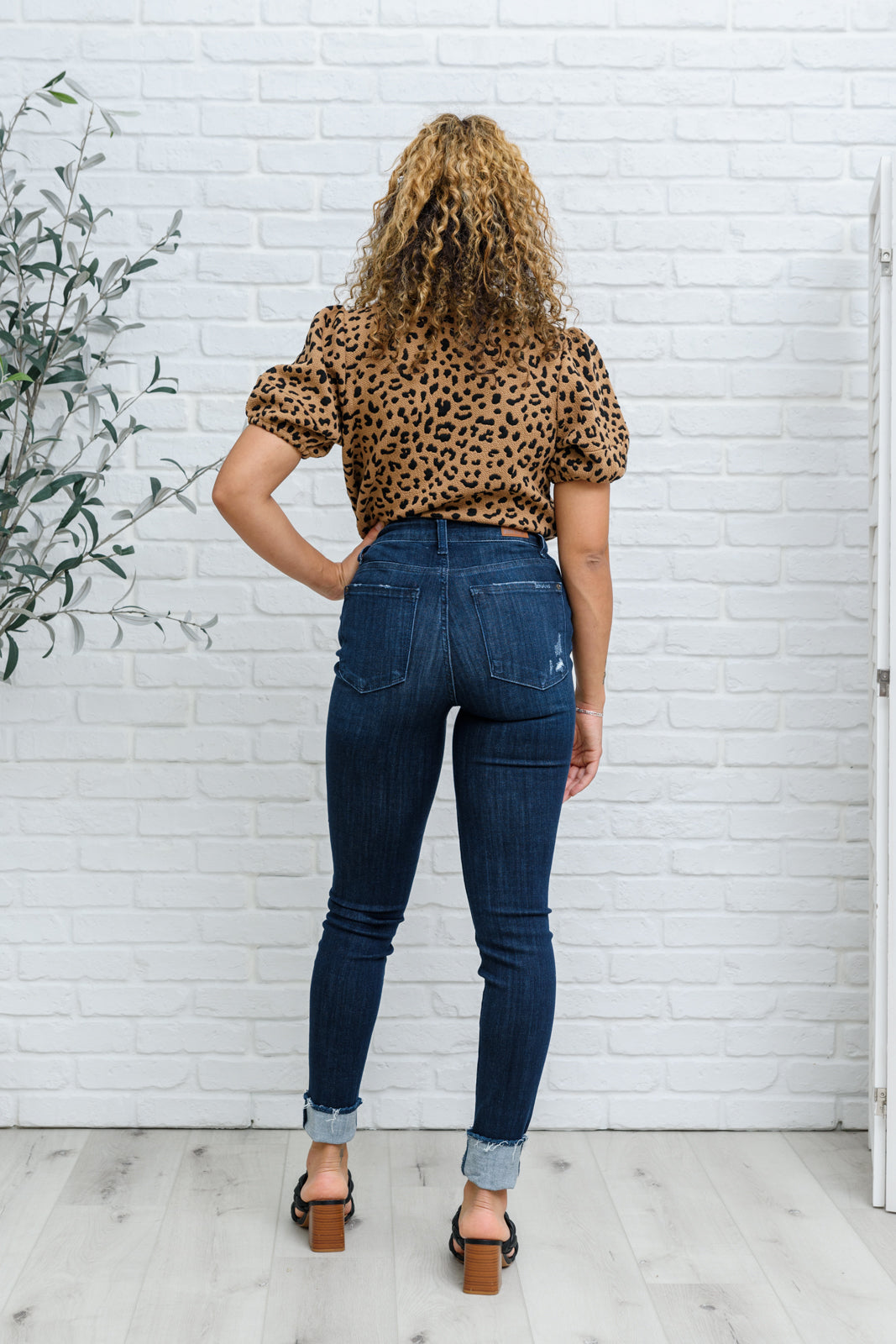 Maeve Mid-Rise Dark Wash Cuffed Skinny Jeans