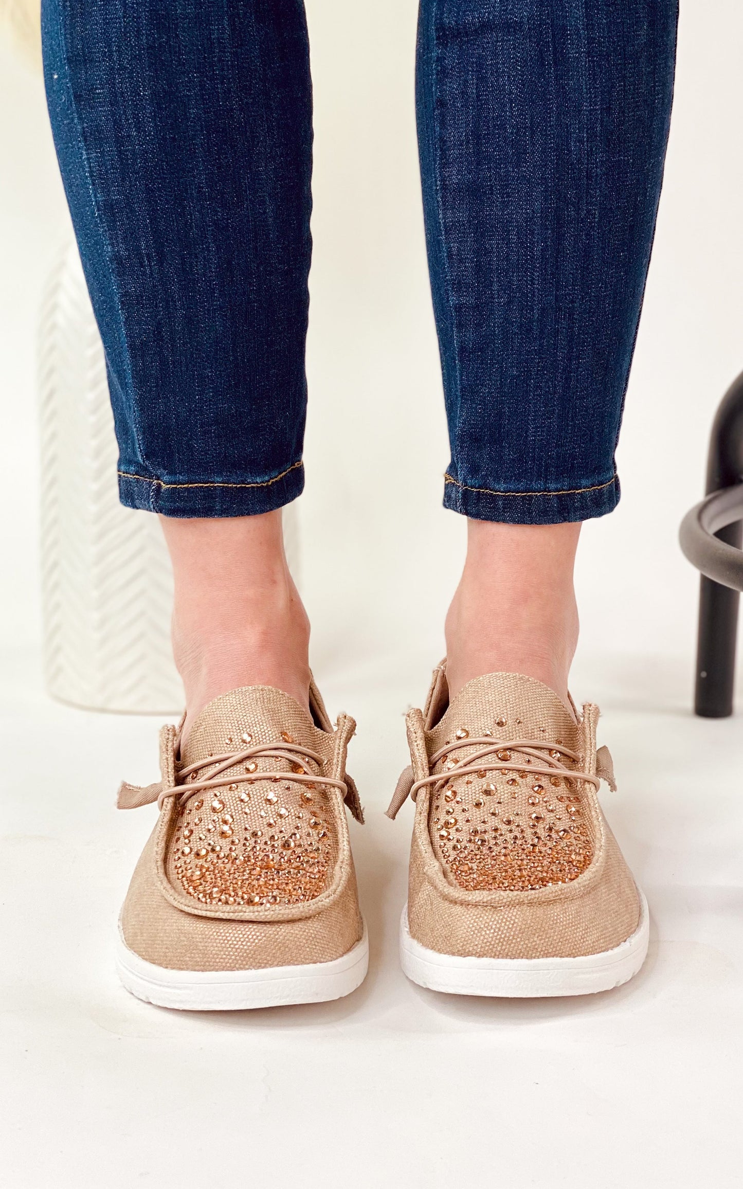 Maco Water Drop in Rose Gold Rhinestone Slip on Shoes