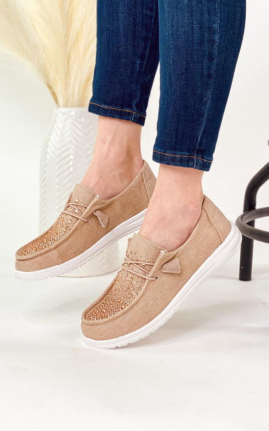 Maco Water Drop in Rose Gold Rhinestone Slip on Shoes